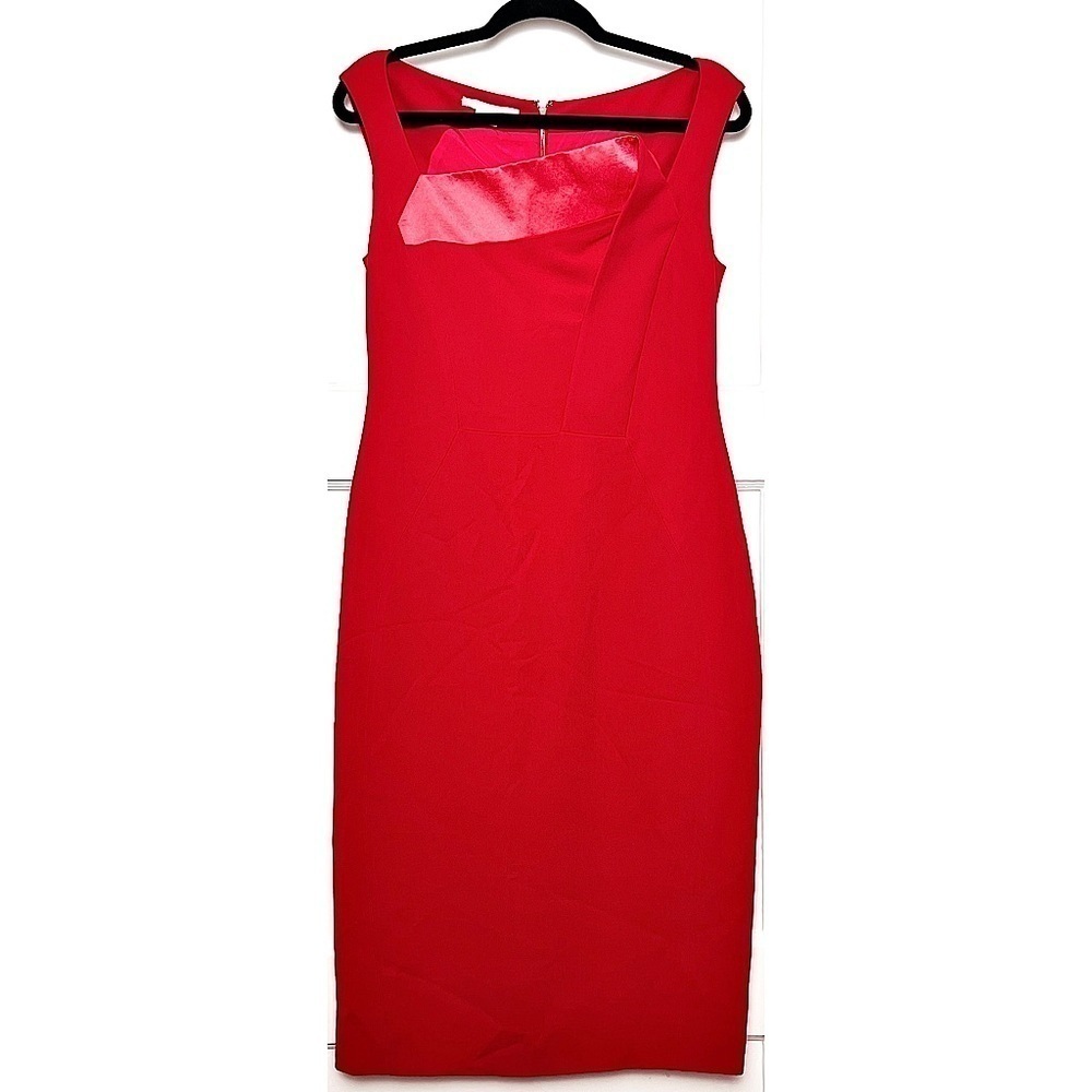 ANTONIO BERARDI Sleeveless Crepe & Satin Origami Pleat Drape Front Shift Dress 8